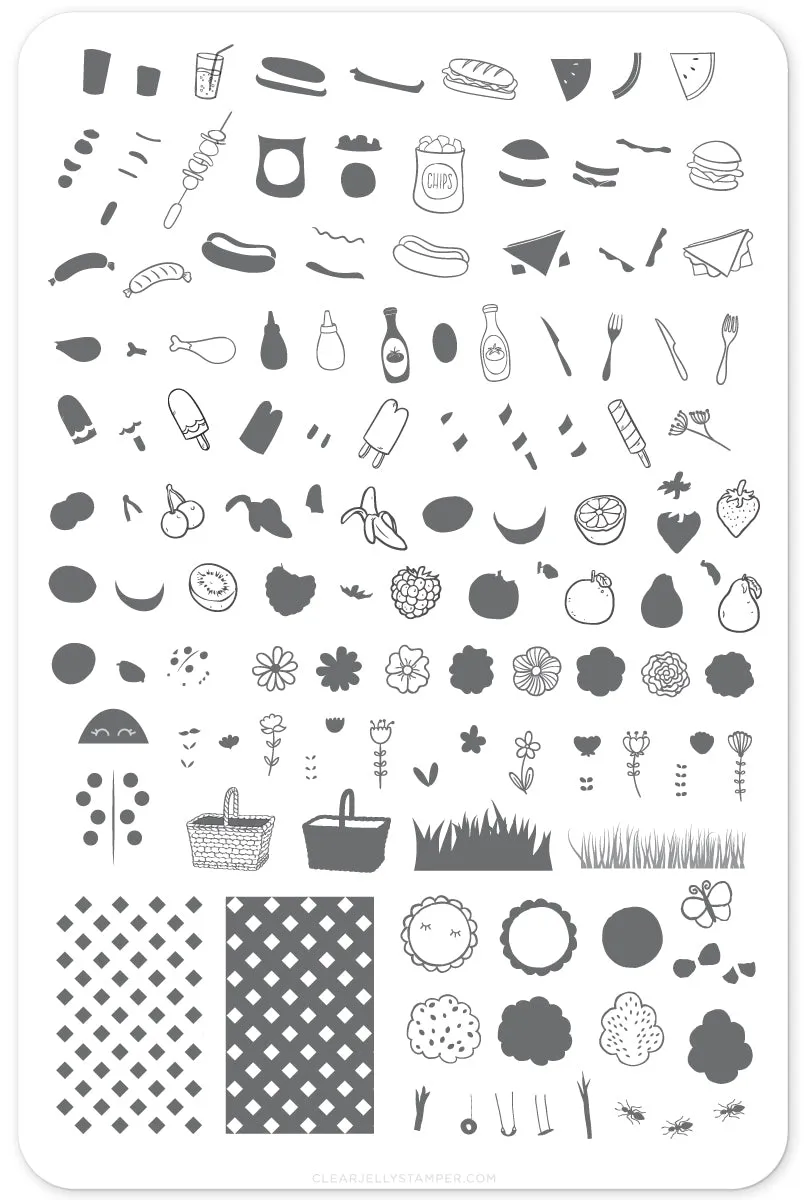 Clear Jelly Stamper CjS-59 stampingplade picnic 14,5 x 9,5 cm sommermotiver
