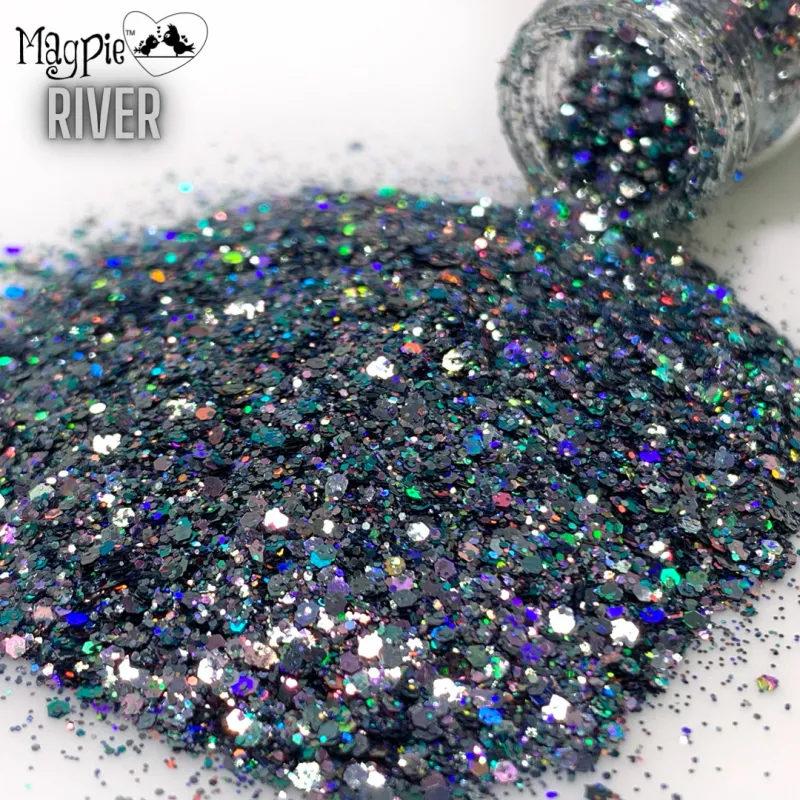 Indigo Nails Beautystones River neglitter med blå glans