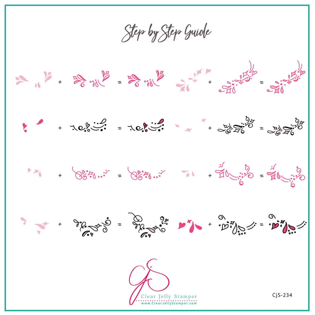 Clear Jelly Stamper CjS-234 Twirly Swirly French stampingplade 8x8