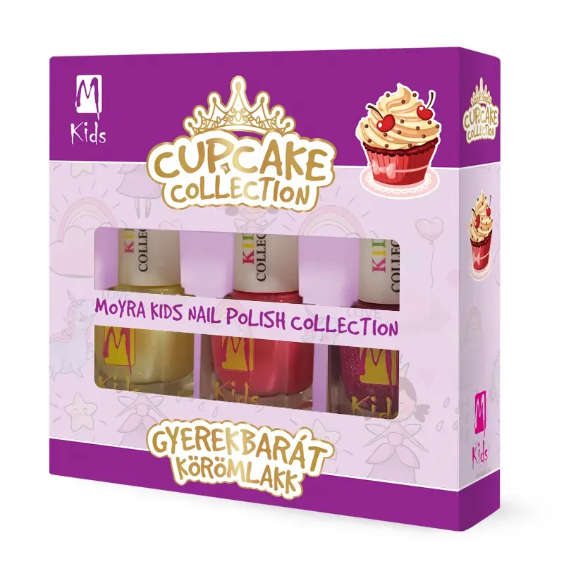 Moyra Kids neglelak Cupcake sæt 3 x 7 ml lyserød