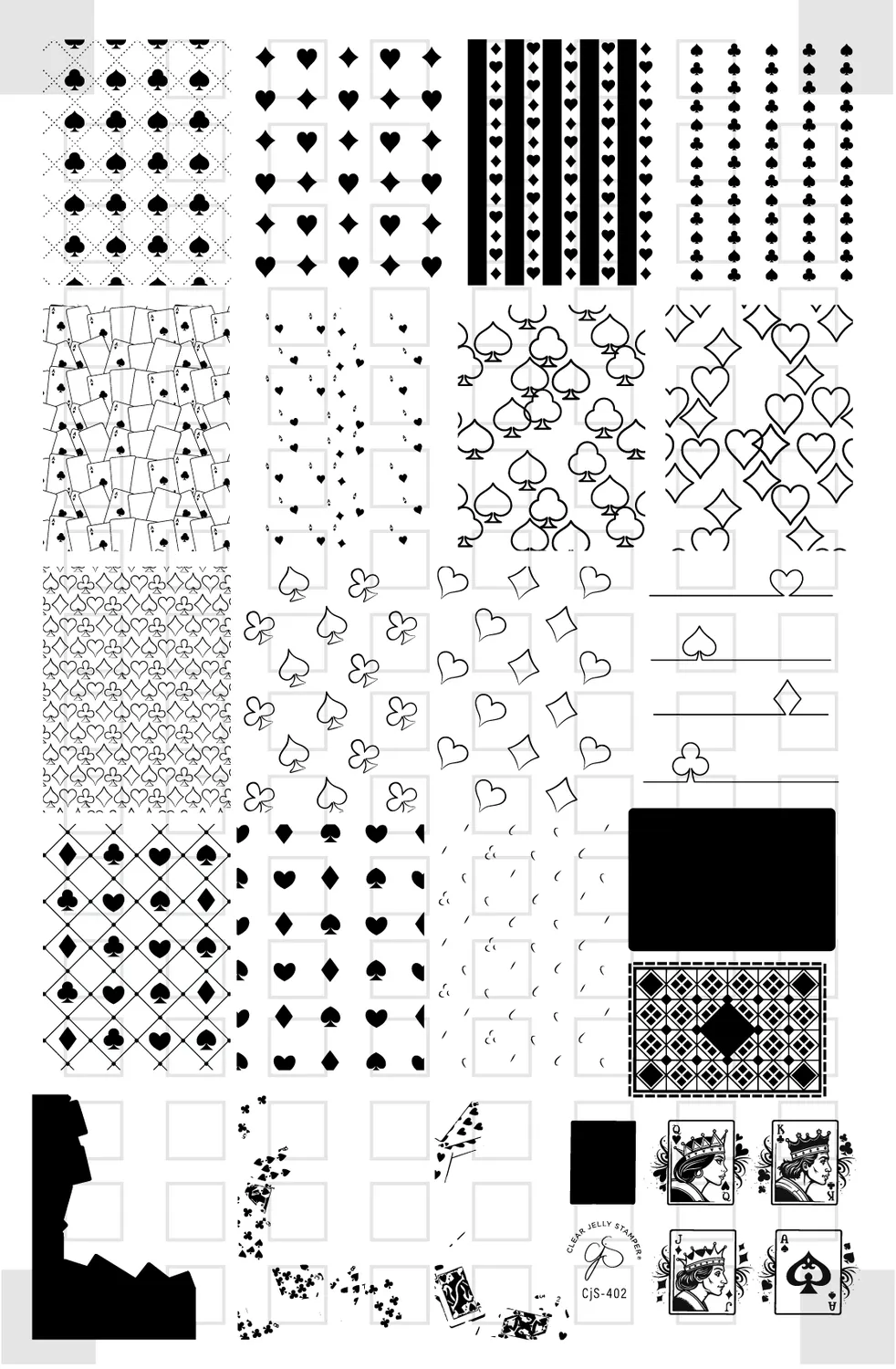 Clear Jelly Stamper Stack the Deck CjS-402 stampingplade 14x9 kort