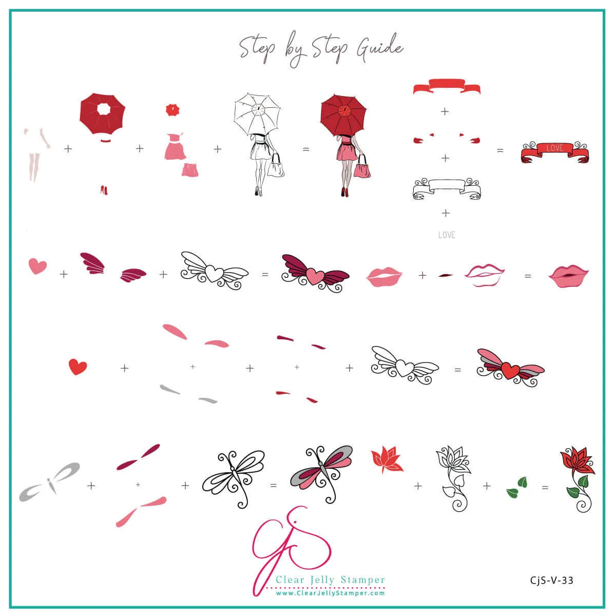 Clear Jelly Stamper Amour CjSV-33 stampingplade hjerter