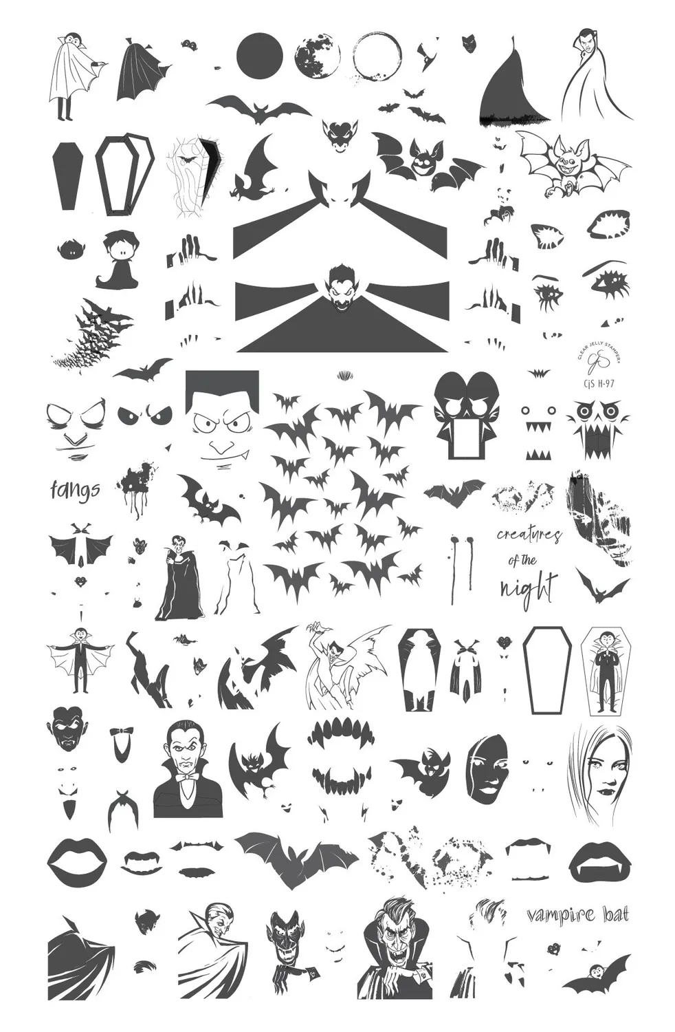 Clear Jelly Stamper Creatures Night CjSH-97 negleplade halloween
