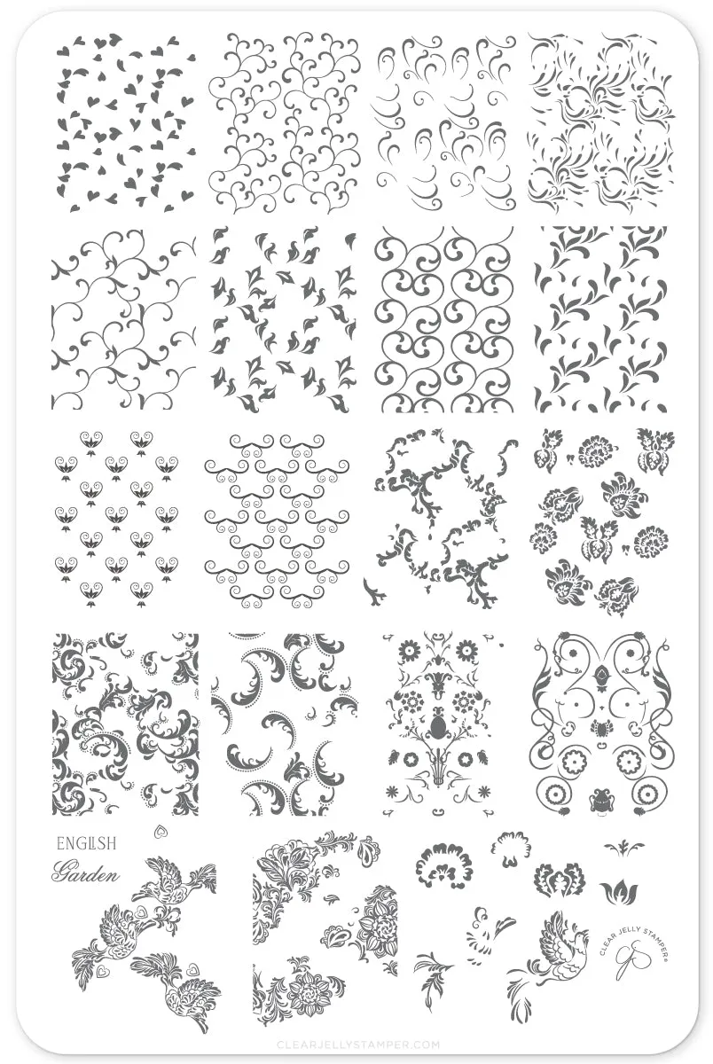 Clear Jelly Stamper English Garden Swirls CjS-173 stampingplade floral
