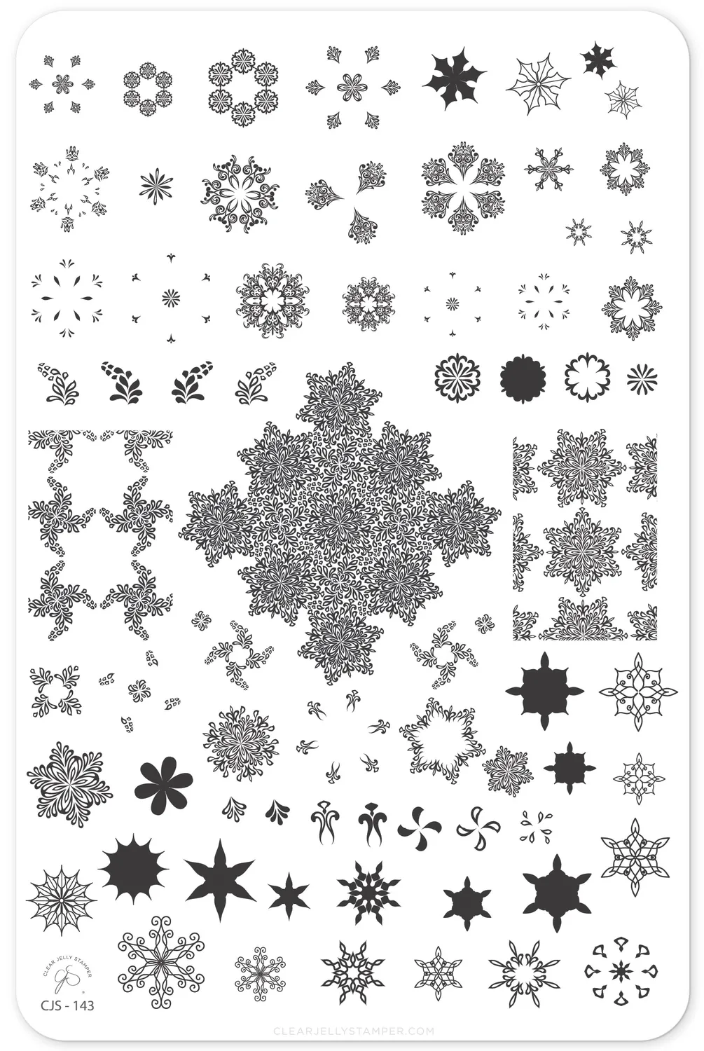 Clear Jelly Stamper CjS-143 Frozen Flakes stampingplade stor