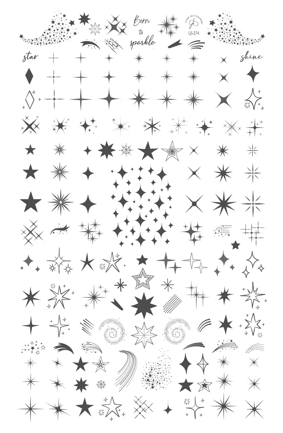 Clear Jelly Stamper CJS-274 Born to Sparkle stamping plade stjerner