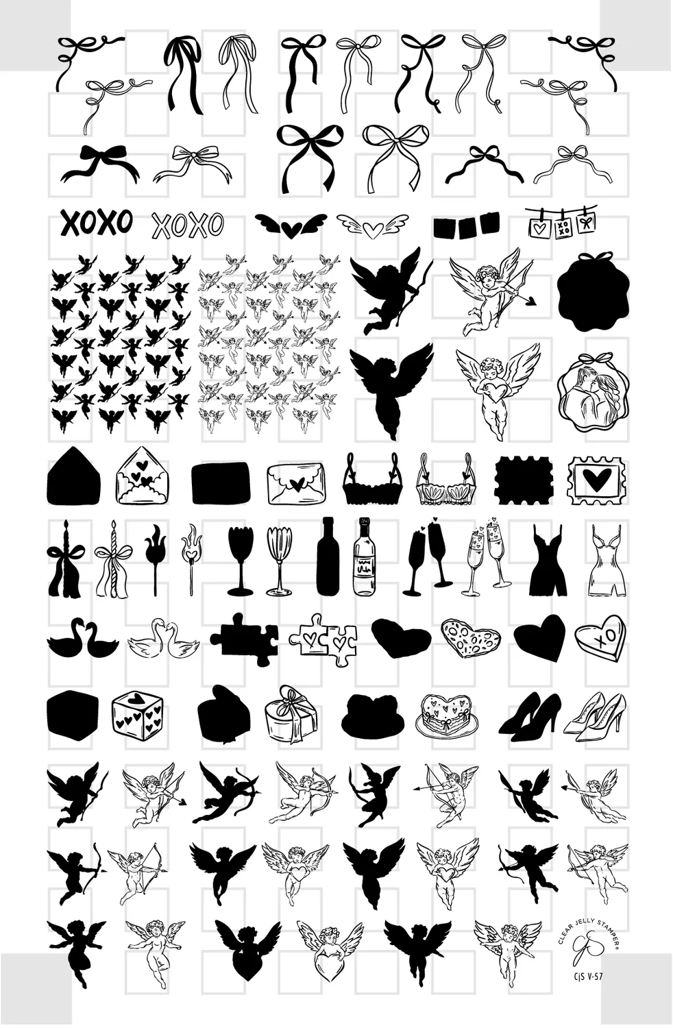 Clear Jelly Stamper V-57 Cupid's Canvas stamping plade