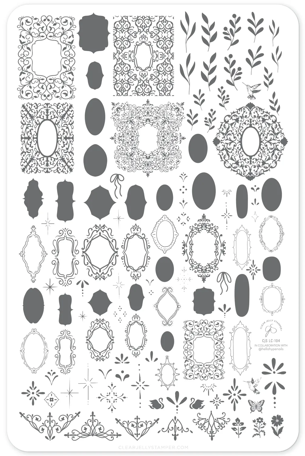 Clear Jelly Stamper Gilded Garden CjSLC-104 stampingplade 14x9 blomster
