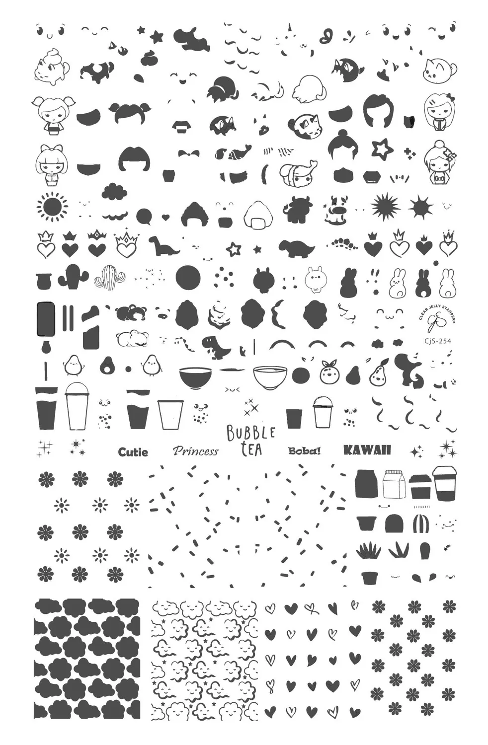 Clear Jelly Stamper CjS-254 Kawaii stempelplade 14,5x9,5 søde dyr
