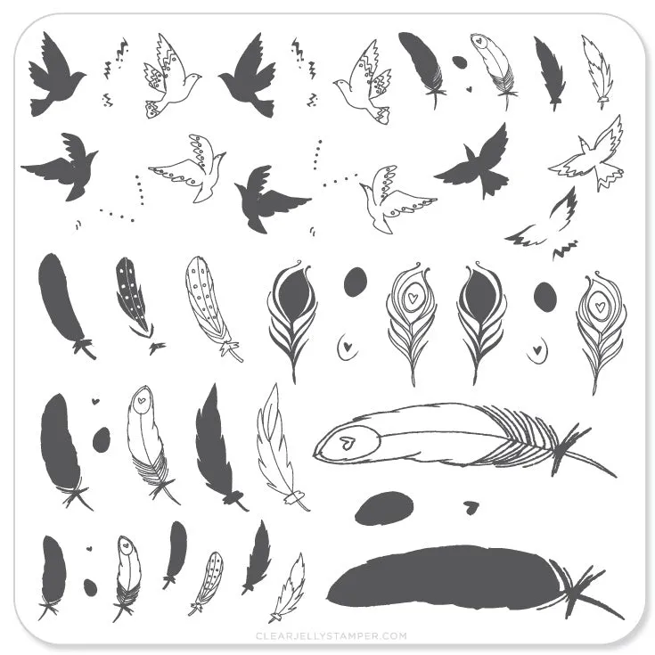 Clear Jelly Stamper CjS-31 Birds of a Feather stempelplade fjer