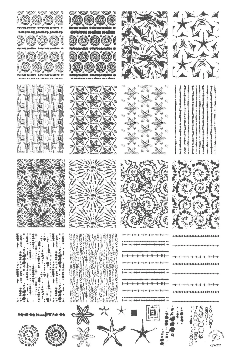 Clear Jelly Stamper CjS-221 Shibori stempelplade tie-dye