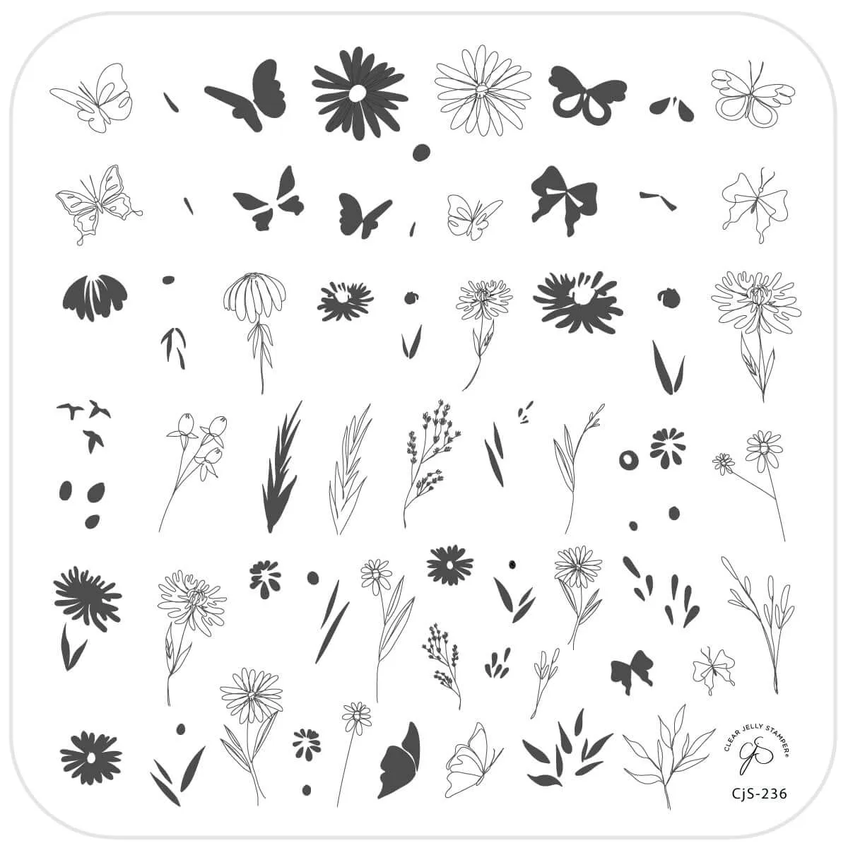 Clear Jelly Stamper Walk Meadow CjS-236 stamping plade eng 8x8
