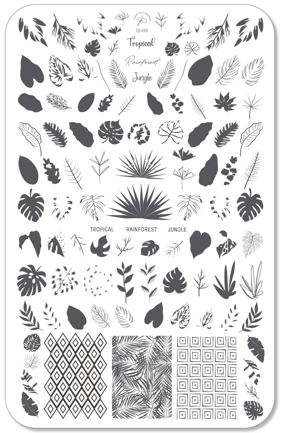 Clear Jelly Stamper CjS-358 Tropical Leaves stamping plade