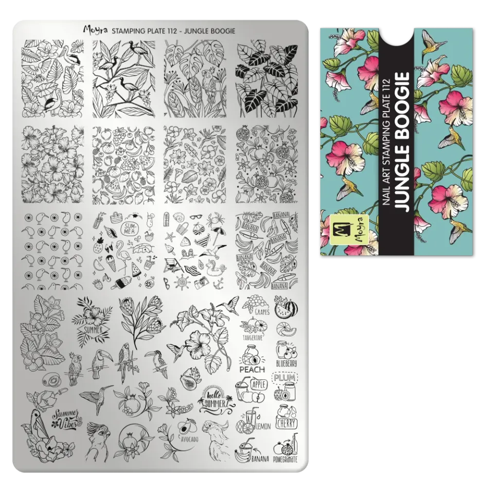 Moyra stampingplade 112 Jungle Boogie neglekunst