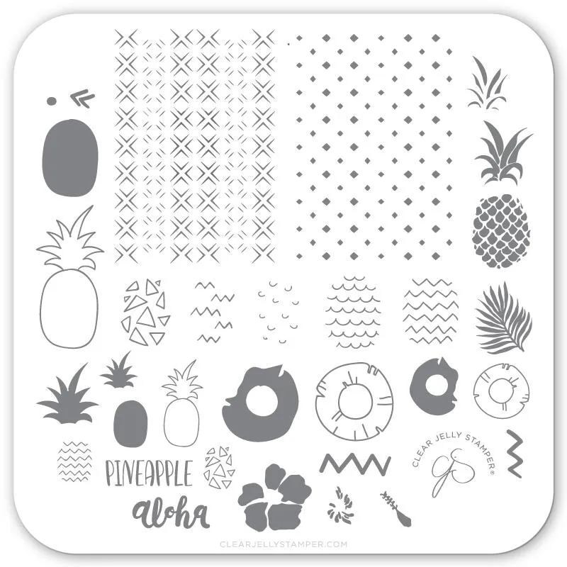 Clear Jelly Stamper CjS-130 Pineapple Pizazz stamping plate 6x6 cm
