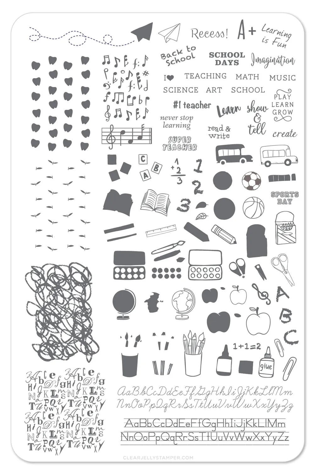 Clear Jelly Stamper CjS-44 stampingplade Back To School