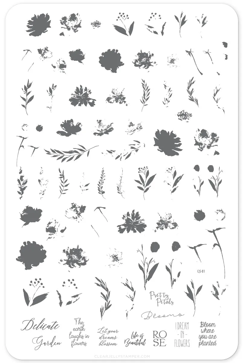 Clear Jelly Stamper CjS-81 Watercolor Garden stampingplade blomster