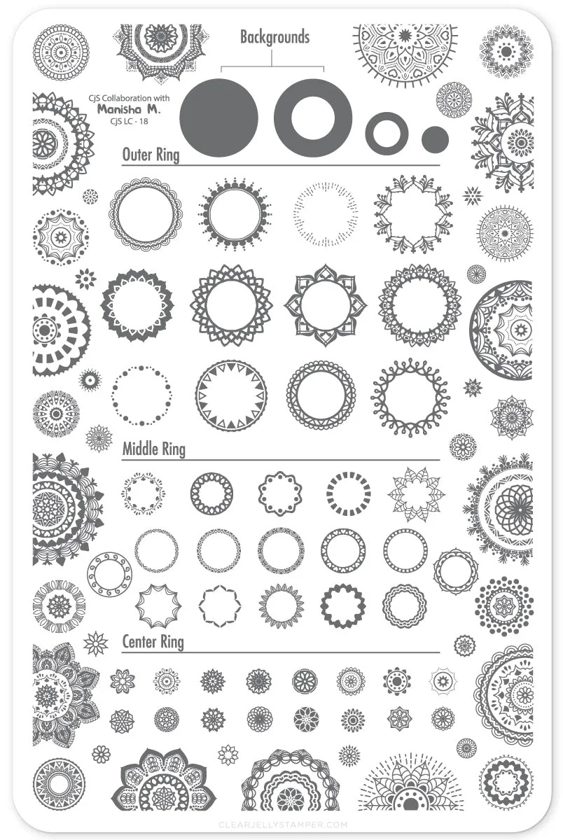 Clear Jelly Stamper CjSLC-18 stempelplade Myriad of Mandalas lagdelt