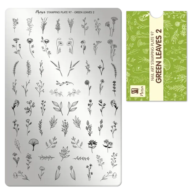 Moyra Stamping 97 Green Leaves 2 stampingplade stor
