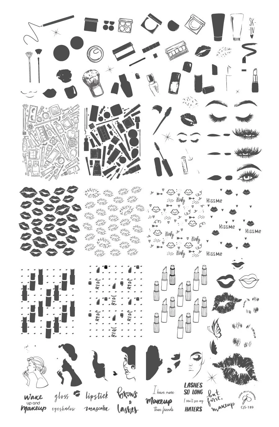 Clear Jelly Stamper CjS-189 But First Makeup stampingplade