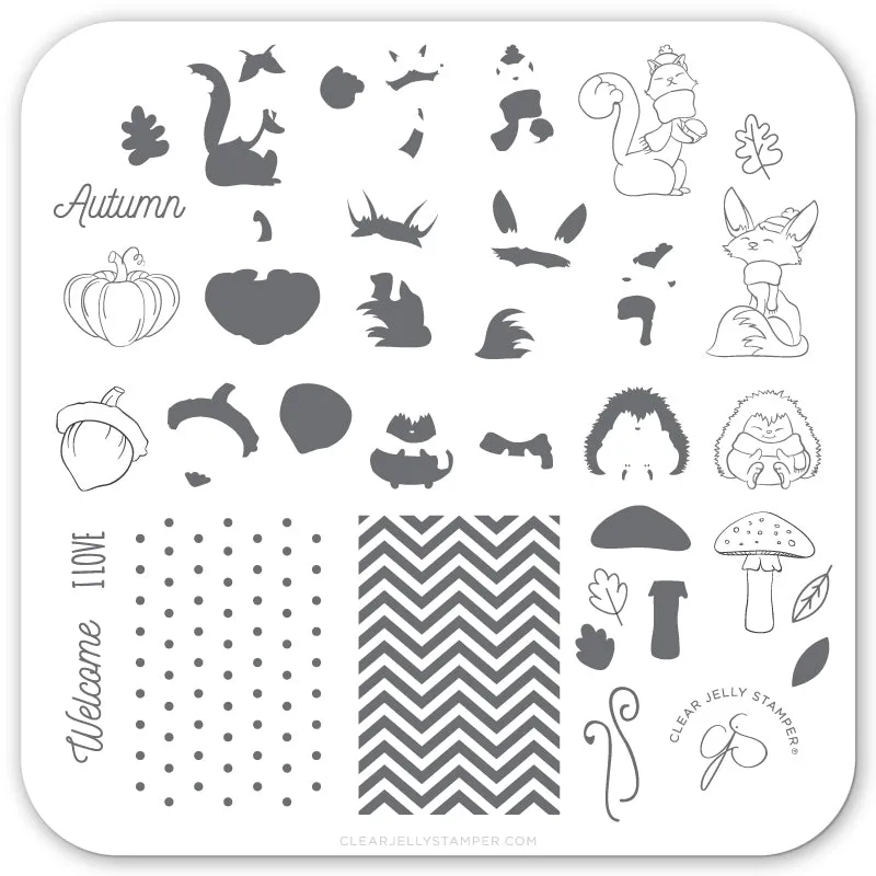 Clear Jelly Stamper CjS-136 Foxy Fall stempelplade efterår