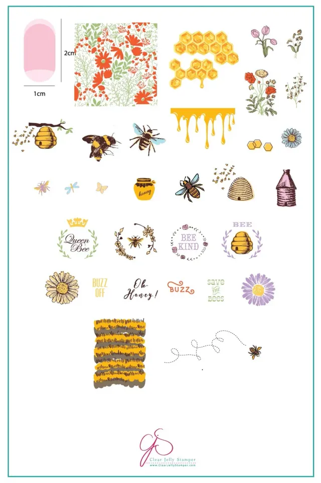 Clear Jelly Stamper CjS-68 Save the Bees stamping plade