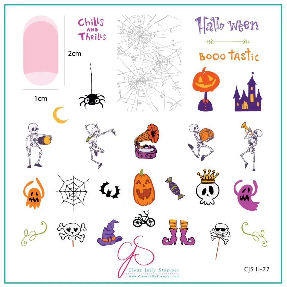Clear Jelly Stamper CjS-H-77 Bootastic stamping plade 8x8cm halloween