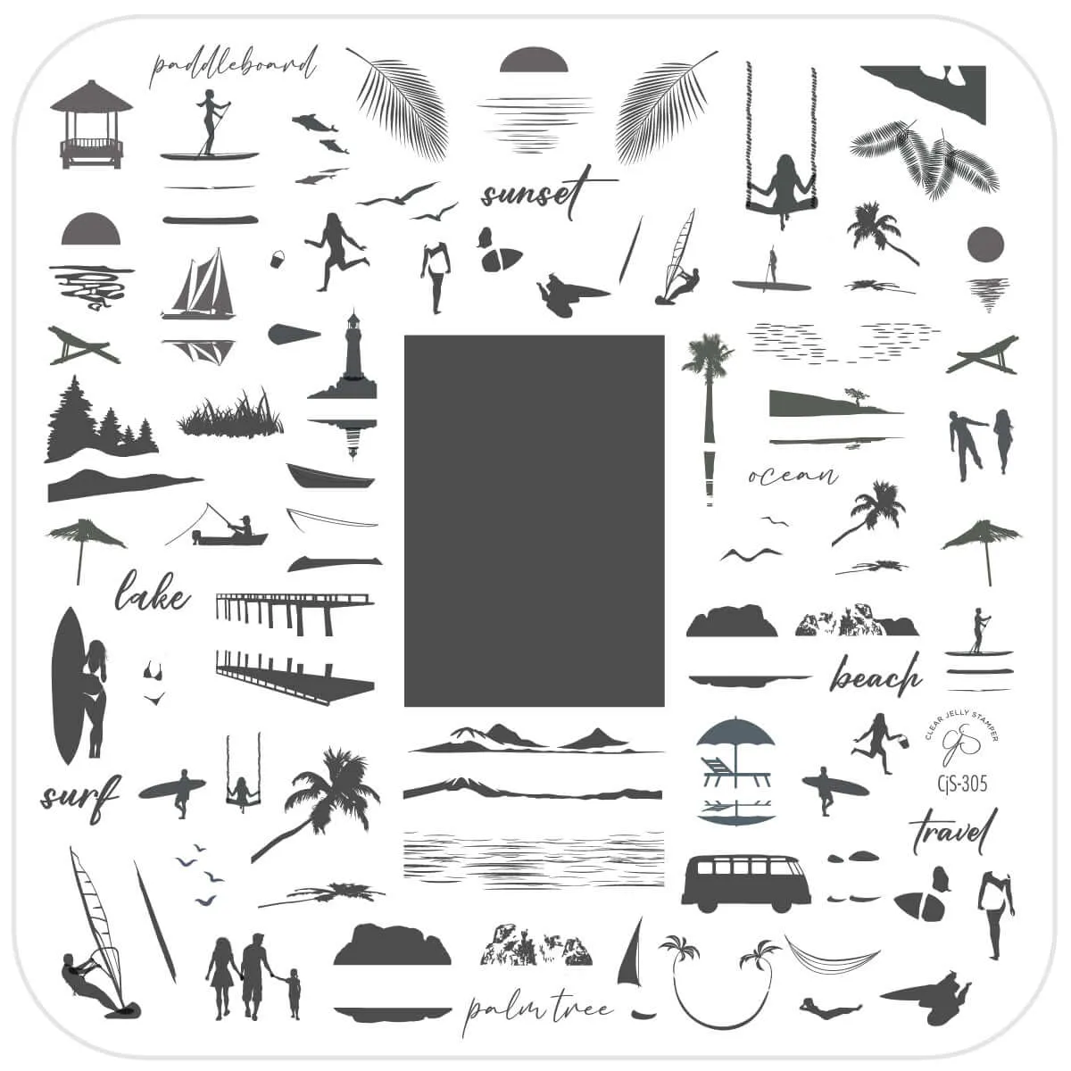 Clear Jelly Stamper CjS-305 Summer Silhouettes stampingplade sommer
