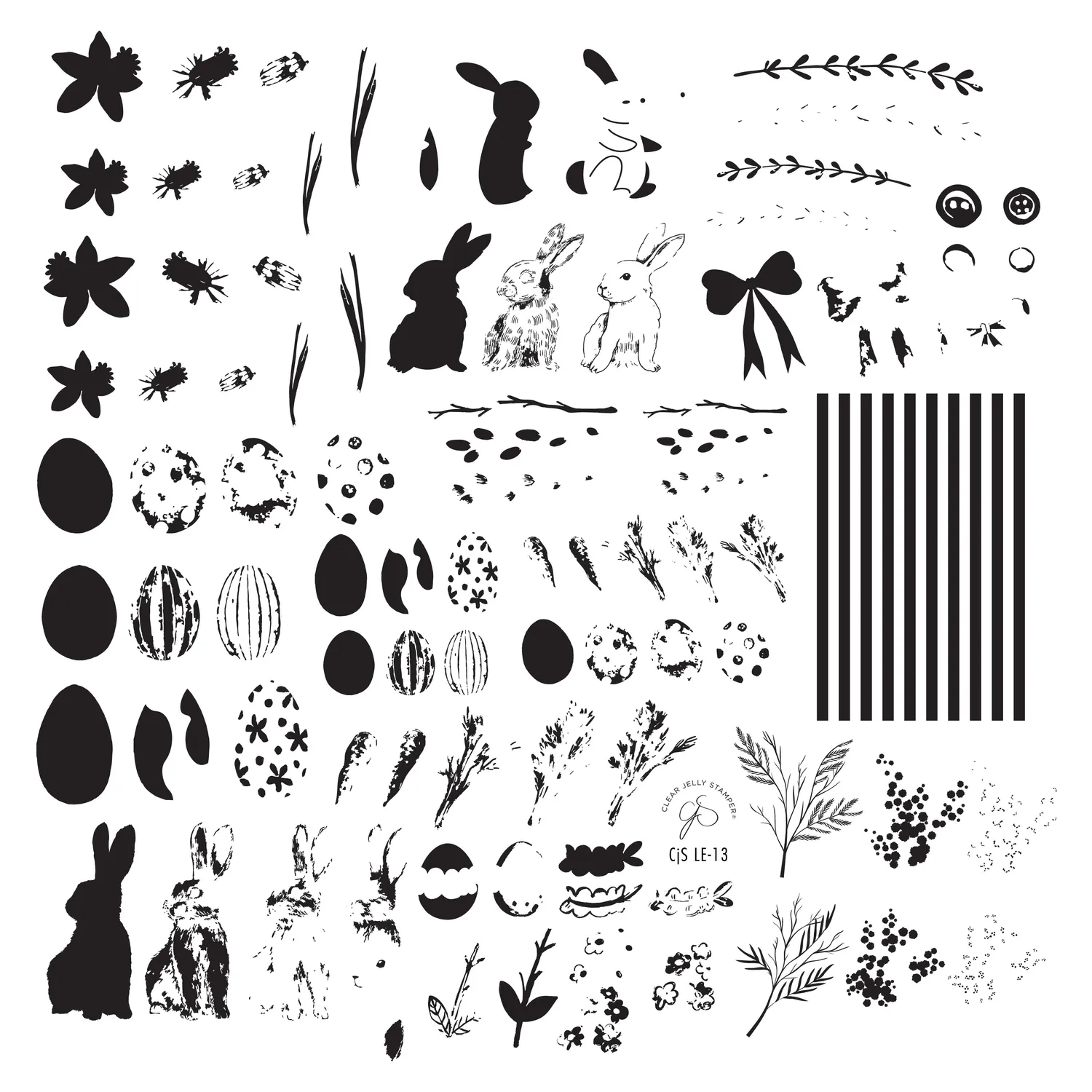 Clear Jelly Stamper Hoppy Easter CjSLE-13 stampingplade 8x8