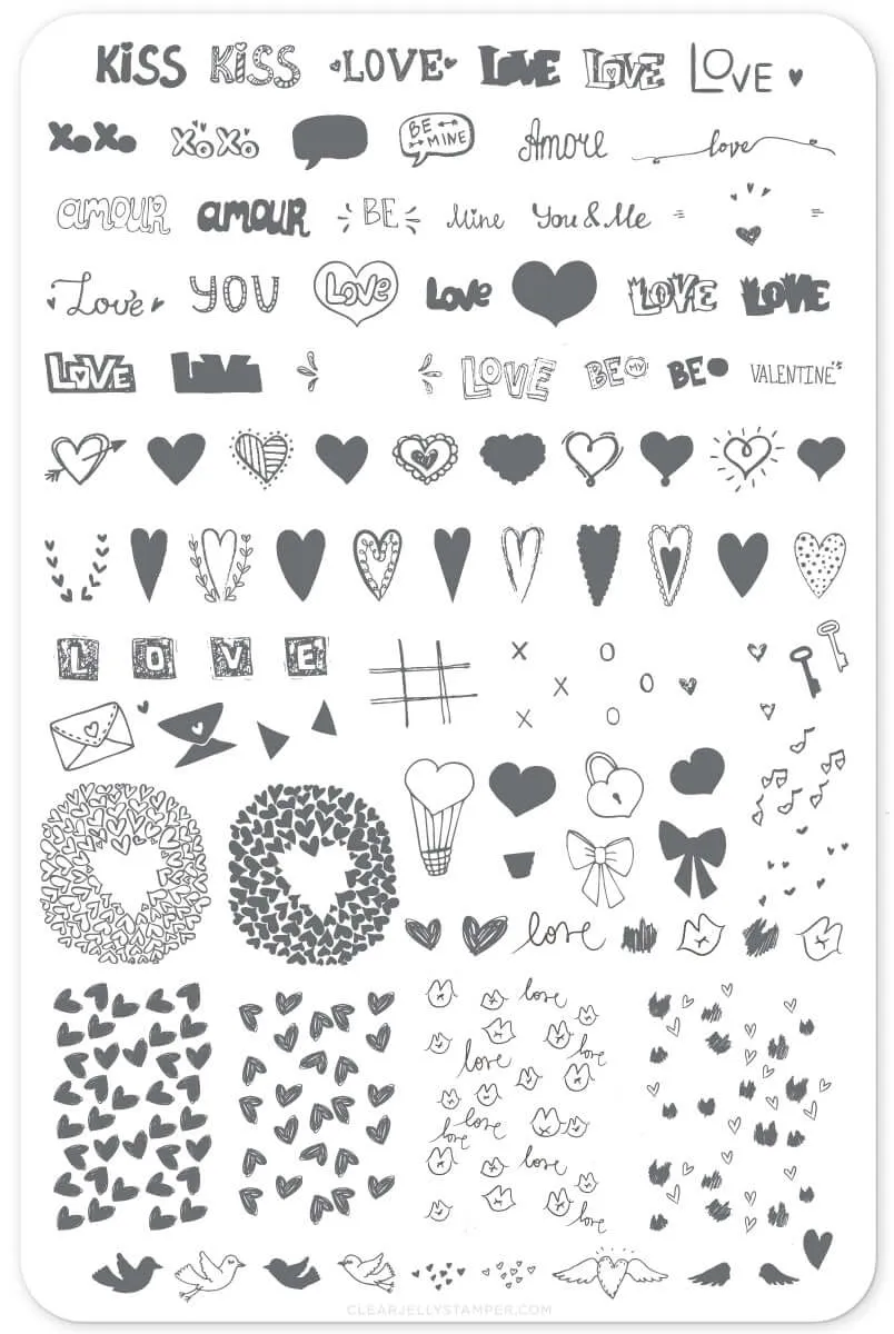Clear Jelly Stamper LoVe Notes CjSV-12 stempelplade hjerter 14,5cm