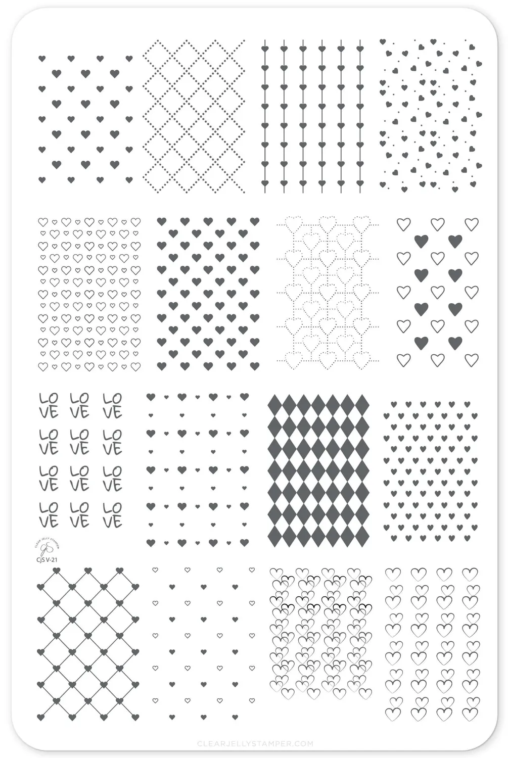 Clear Jelly Stamper Wallpaper Love CjSV-21 stamping hjerteplade