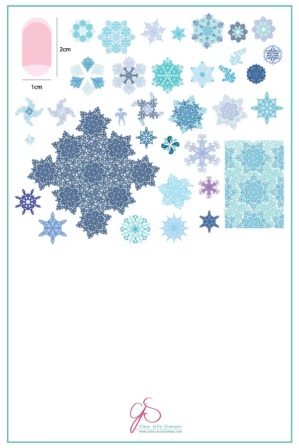 Clear Jelly Stamper CjS-143 Frozen Flakes stampingplade stor
