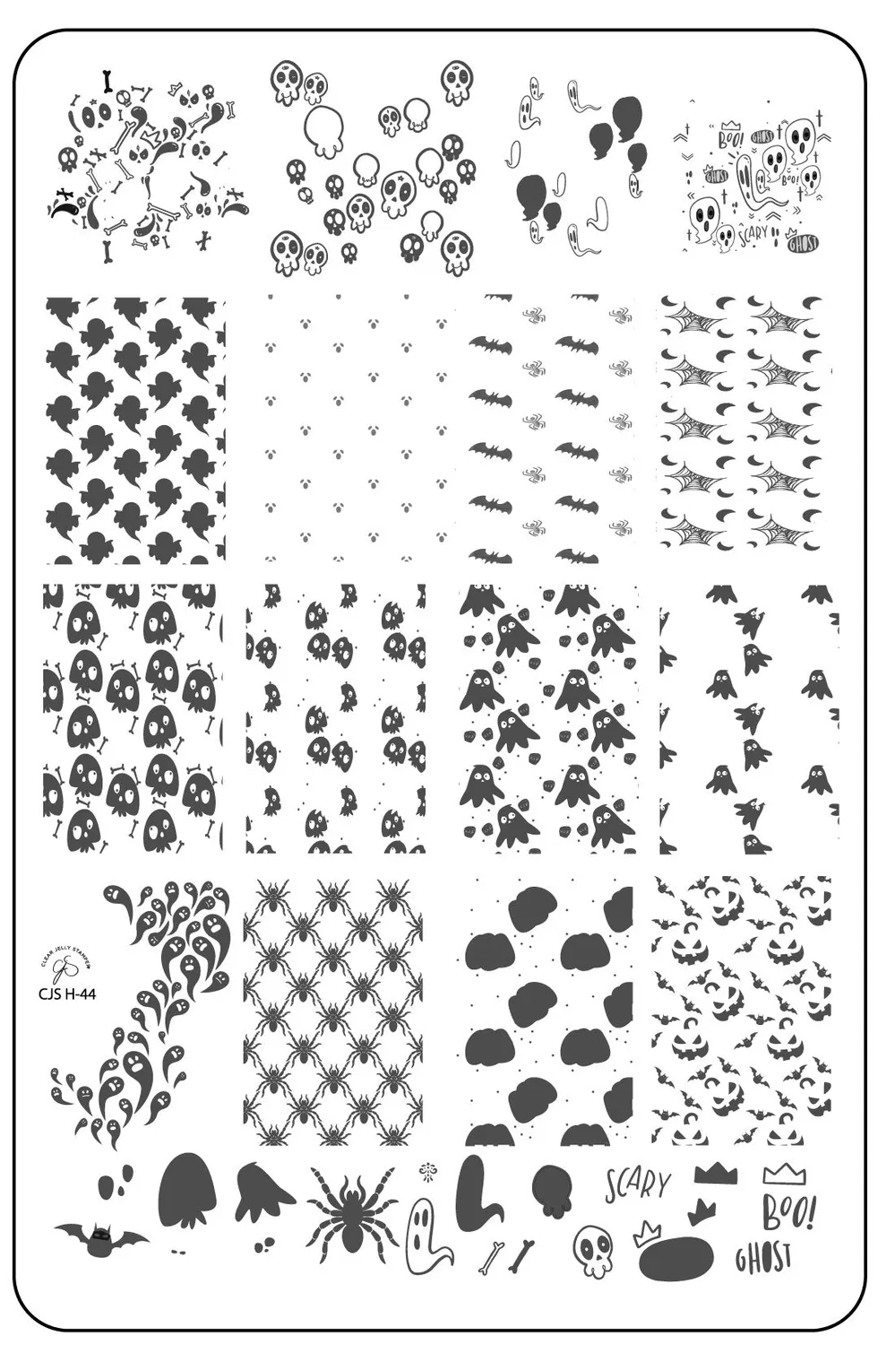 Clear Jelly Stamper CjSH-44 Wallpaper Creepy stempelplade halloween
