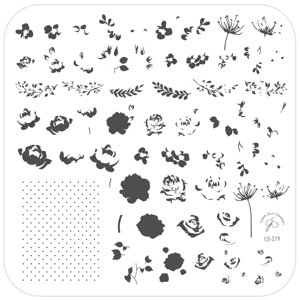 Clear Jelly Stamper Floral Blossom CjS-279 stampingplade 8x8 blomster
