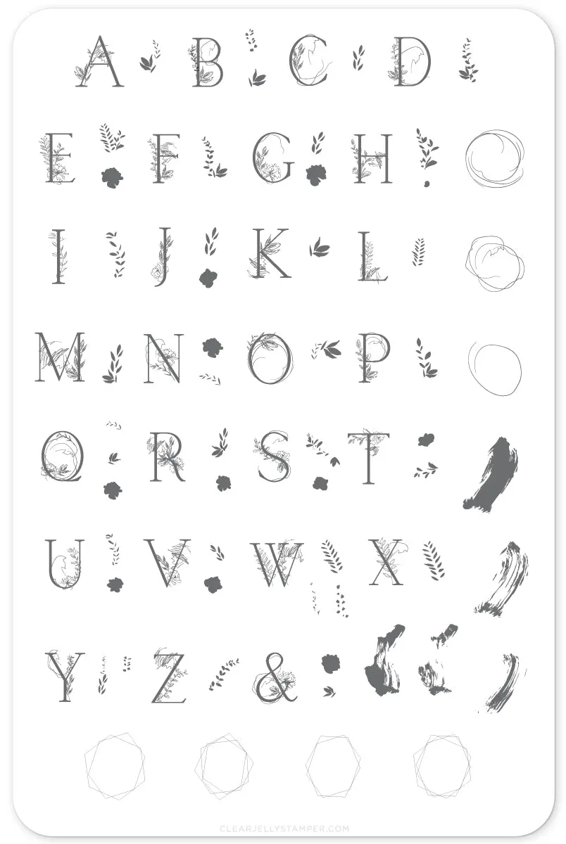 Clear Jelly Stamper CjS-83 Garden Letters stempelplade blomsterbogstaver