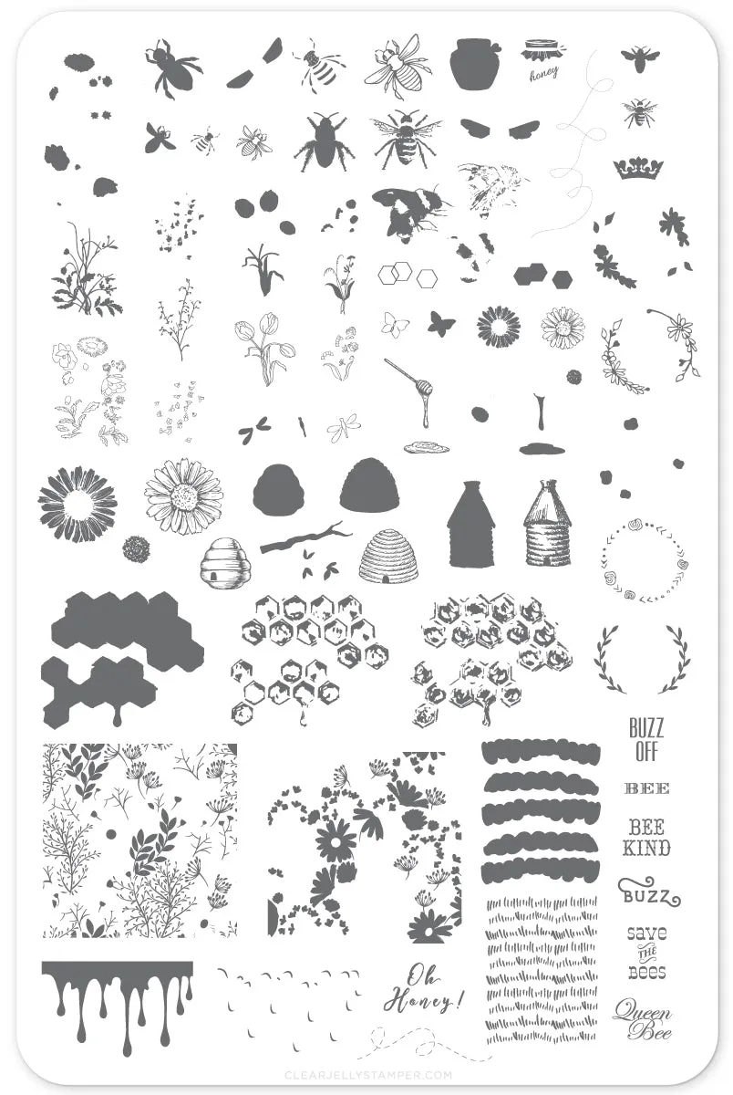 Clear Jelly Stamper CjS-68 Save the Bees stamping plade