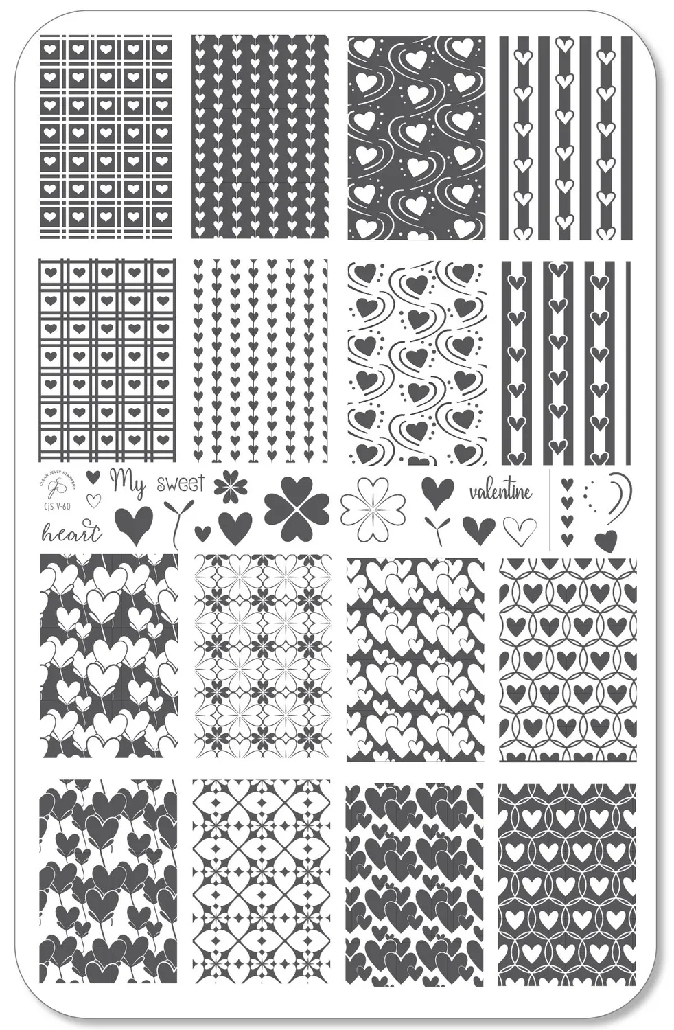 Clear Jelly Stamper V-60 Heart to Heart stamping plate hjerte