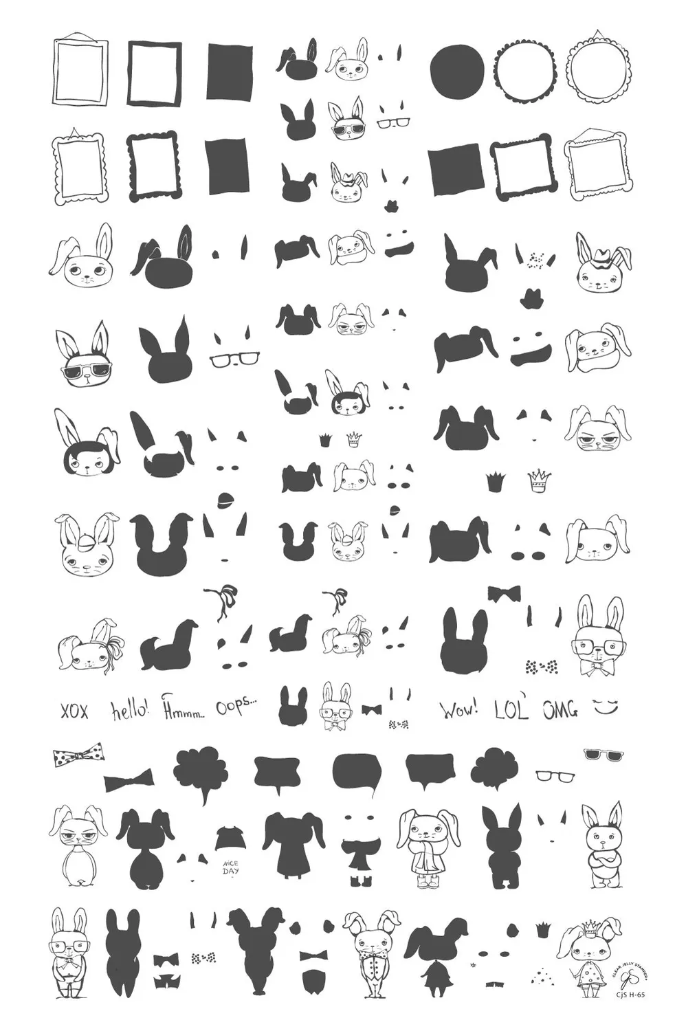 Clear Jelly Stamper CjSH-65 Hipster Bunnies stampingplade