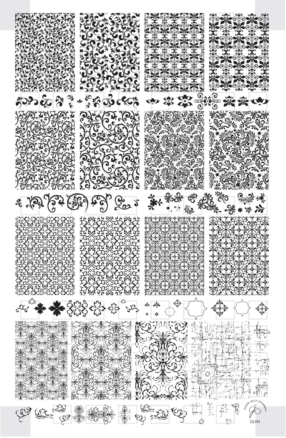 Clear Jelly Stamper Twisted Elegance CjS-395 stempelplade barok