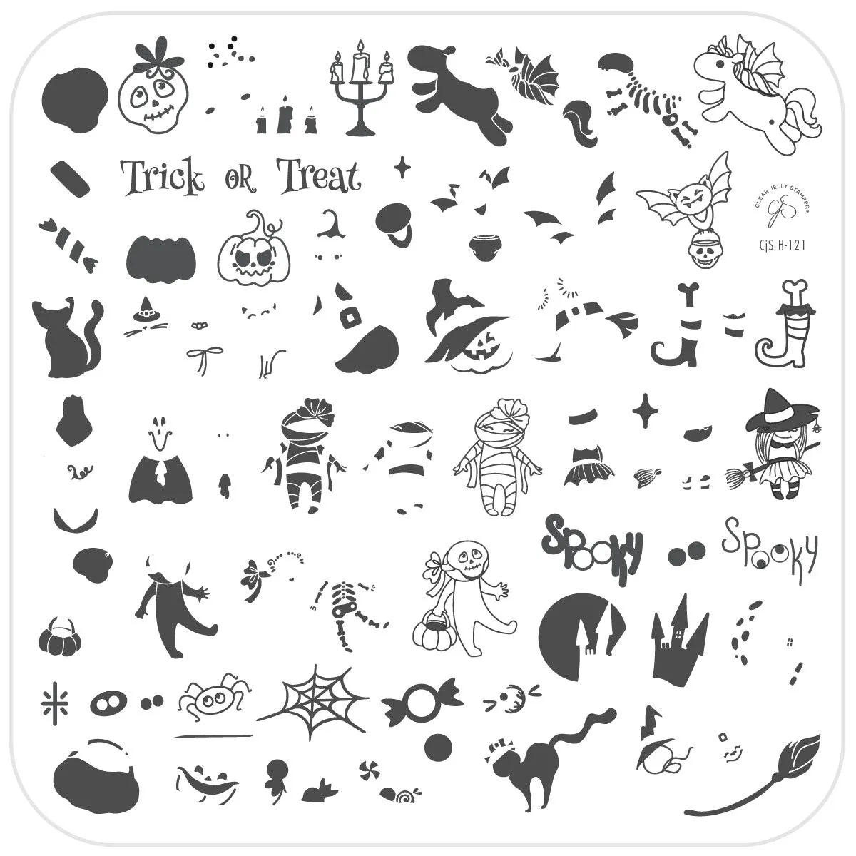 Clear Jelly Stamper CjSH-121 Ghoulish Giggles stamping plade