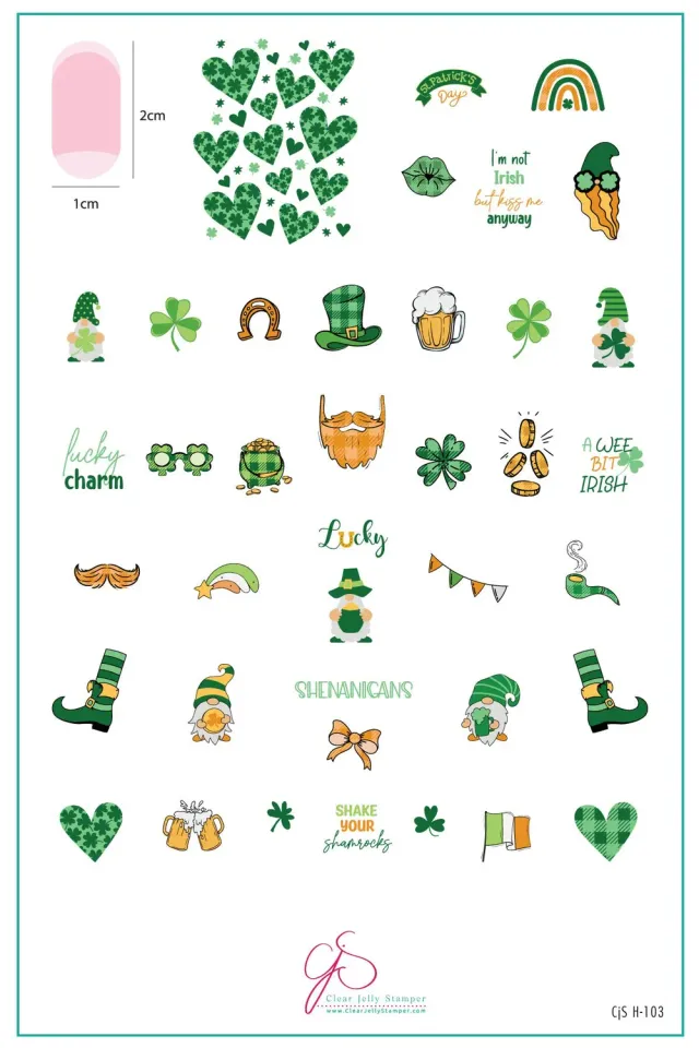 Clear Jelly Stamper CjSH-103 Shamrocks stampingplade St. Patrick