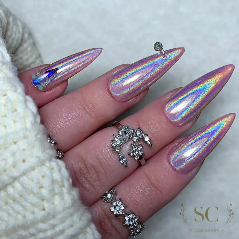 Indigo Nails Aurora Unicorn chrome pulver