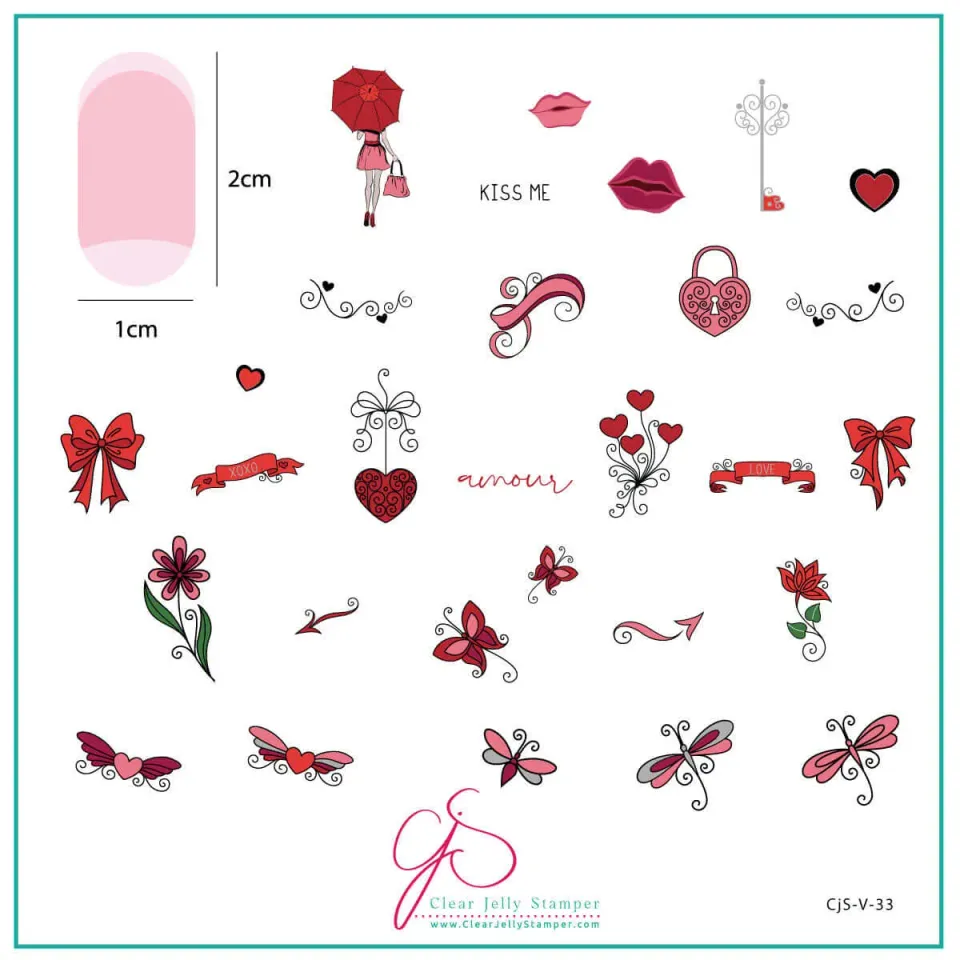 Clear Jelly Stamper Amour CjSV-33 stampingplade hjerter