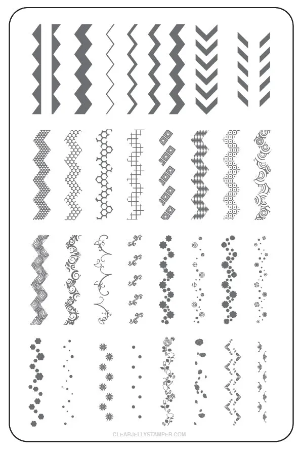 Clear Jelly Stamper LC-36 stamping plade Chantels Chevrons lagdelt