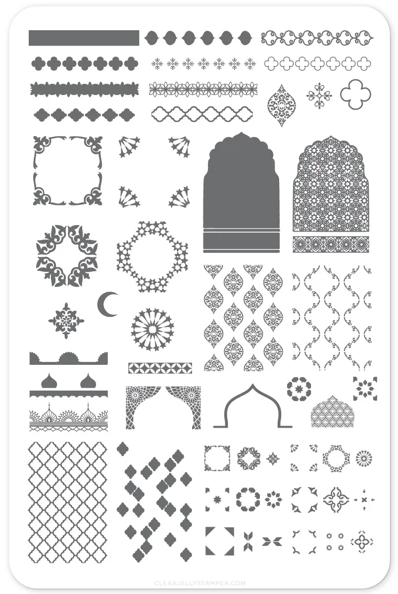 Clear Jelly Stamper LC-26 Moorish Motifs stamping plade stor