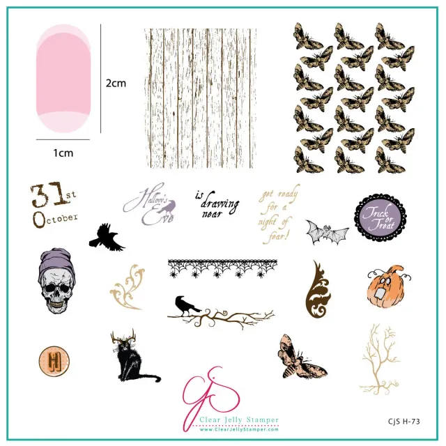 Clear Jelly Stamper CjS-H-73 Hallow's Eve stamping plade 8x8