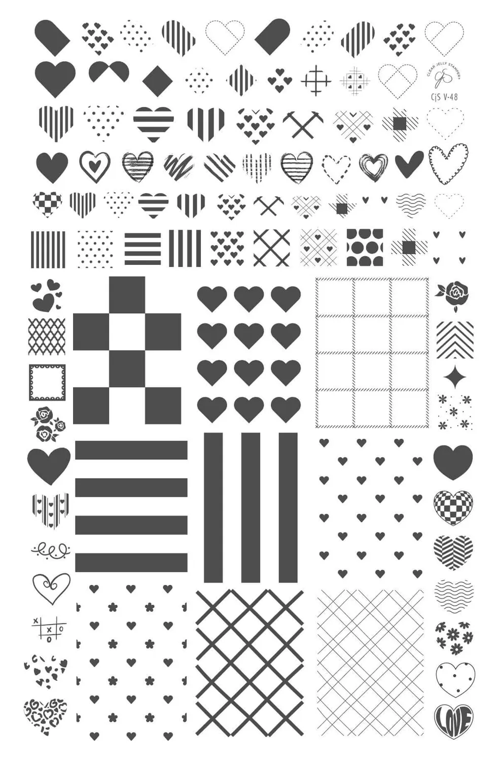 Clear Jelly Stamper CjSV-48 Patchwork Valentine stempelplade hjerter