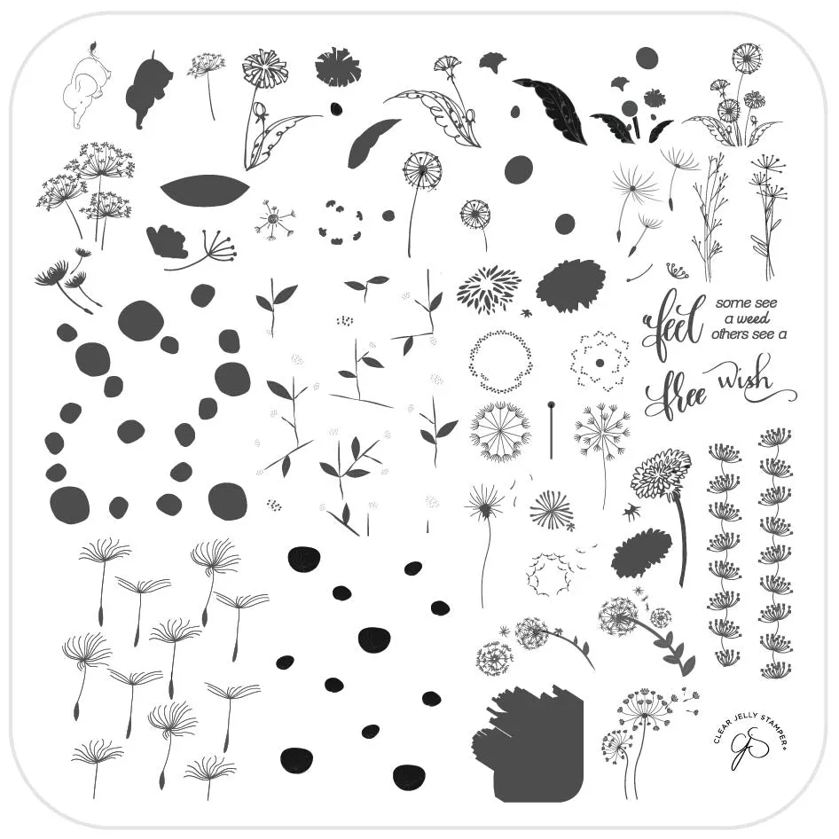 Clear Jelly Stamper Feel Free CjS-158 stampingplade mælkebøtte