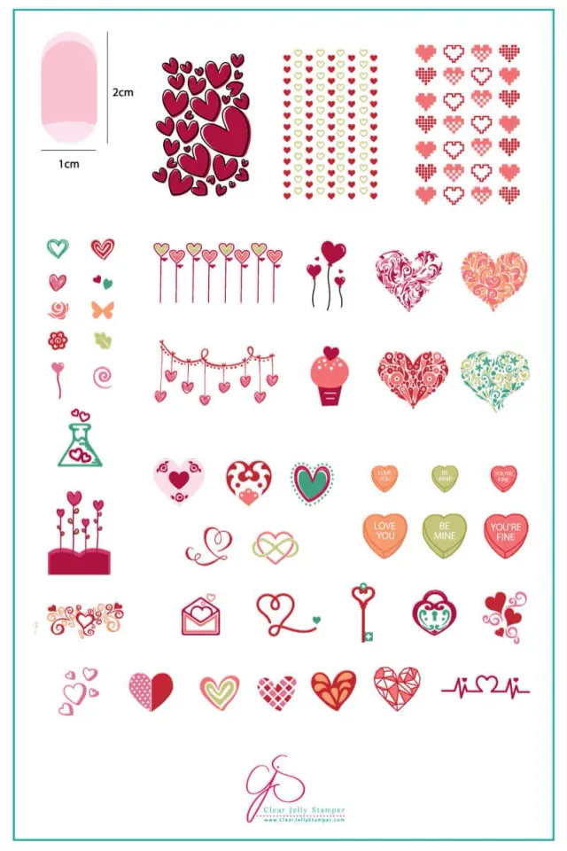 Clear Jelly Stamper Show the Love CJS V-05 negleplade hjerter