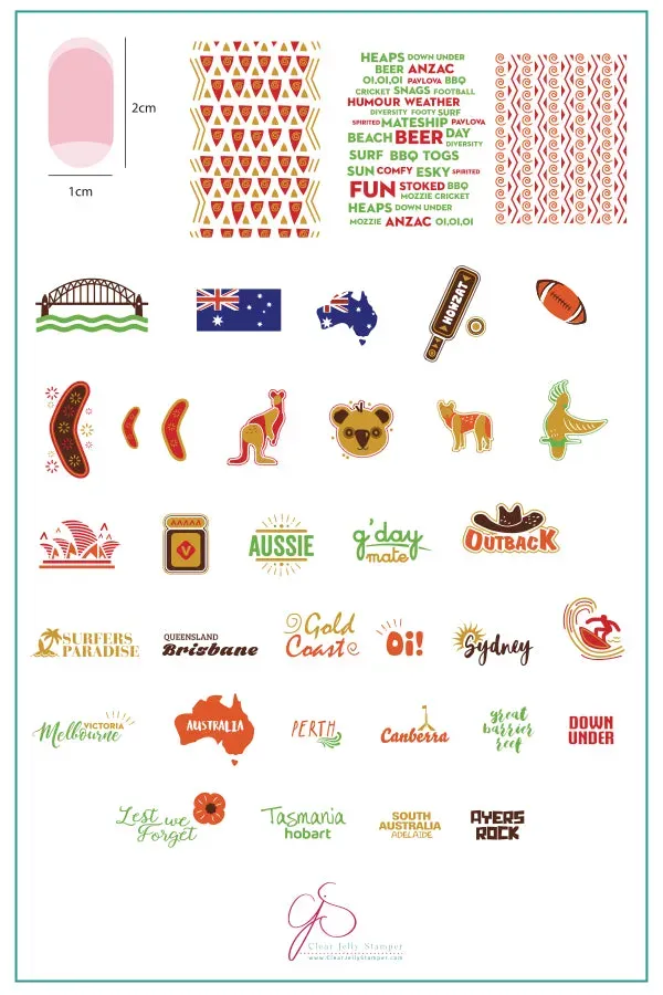 Clear Jelly Stamper LC-28 Land Down Under stempelplade stor australien